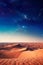 arid and vast desert landscape, where immense sand dunes stretch into the distance, and the Milky Way blankets the night