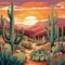 Arid Wonderland: Captivating Desert Scene with Succulents and Cacti