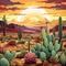 Arid Wonderland: Captivating Desert Scene with Succulents and Cacti