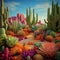 Arid Wonderland: Captivating Desert Scene with Succulents and Cacti