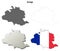 Ariege, Midi-Pyrenees outline map set