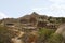 Ariel view of Achyuta Raya Temple complex from Matanga Hill. Hampi, Karnataka. Sacred Center. The Kalyana Mandapa is also seen tow