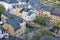 Ariel view on the architecture in the old historic part of Luxembourg - bridge over Alzette River