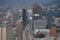 Ariel view on panorama of city center of Bogota, Columbia - air pollution