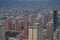 Ariel view on panorama of city center of Bogota, Columbia - city under air pollution