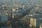 Ariel view , panoramic view of Barcelona, Spain - La Rambla with Columb column