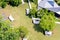 Ariel view of Peaceful modern garden background