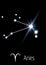 Aries constellation in black space. Zodiac horoscope sign