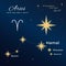 Aries. High detailed vector illustration. 13 constellations of the zodiac with titles and proper names for stars