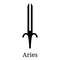 Aries Sword Icon. Silhouette of Zodiacal Weapon. One of 12 Zodiac Weapons. Vector Astrological, Horoscope Sign. Zodiac Symbol.