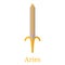 Aries Sword. Zodiac Sign. Flat Cartoon Zodiacal Weapon. One of 12 Zodiac Weapons. Vector Astrological, Horoscope Sign. Vector