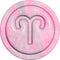 Aries. Three-dimensional button in the form of a coin with a zodiac sign