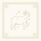 Aries zodiac horoscope line art deco antique golden ornament vintage card design vector