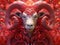 Aries zodiac sign in astrology in red color, AI generated illustration