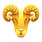 Aries zodiac sign, golden horoscope symbol.