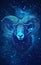 Aries Zodiac Sign. Night sky background