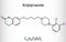 Aripiprazole, neurotransmitter, atypical antipsychotic drug  molecule. Structural chemical formula