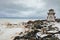 Arisaig Lighthouse frozen ocean Nova Scotia Canada