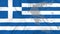 Arising map of Greece and waving flag of Greece in background.