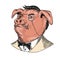 Aristocrat Pig Monocle Tuxedo Drawing