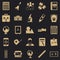 Arithmometer icons set, simple style