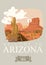 Arizona american travel banner. Heart of South