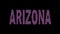 Arizona. Animated appearance of the inscription. Isolated Letters from pixels. Purple, magenta colors.