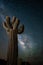 Arizona Desert with Saguaro Cactus and Milky Way