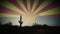 Arizona flag animation spinning sun rays and saguaro cactus time lapse