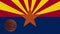 Arizona flag waving and basketball ball rotates, loop