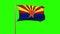 Arizona flag waving in the wind. Green screen