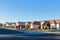 Arizona Residential Housing Community along Xeriscaped Road copy space