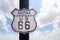 Arizona route 66 white old sign over blue sky