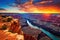 Arizona sunset over Grand Canyon National Park, USA. Travel destination, AI Generated