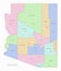 Arizona US state administrative editable map in colors