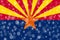 Arizona winter snowflakes flag background. United States of America