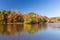 Arkansas fall landscape and lake in Petit Jean state park