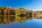 Arkansas fall landscape and lake in Petit Jean state park