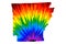 Arkansas - map is designed rainbow abstract colorful pattern