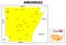 Arkansas Map. State and district map of Arkansas. Administrative and political map of Arkansas with the major district