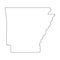 Arkansas, state of USA - solid black outline map of country area. Simple flat vector illustration