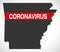 Arkansas USA federal state map with Coronavirus warning illustration