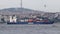 Arkas Container Transport large cargo ship sails the Bosphorus