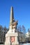 Arkhangelsk, Russia, February, 20, 2018. Obelisk to the conquerors of the North on Trinity Troitsky Avenue, 1930 year built