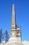 Arkhangelsk, Russia, February, 20, 2018. Obelisk to the conquerors of the North on Trinity Troitsky Avenue, 1930 year built