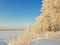 Arkhangelsk. Sunny winter day. January. Railway bridge