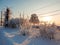 Arkhangelsk. Sunny winter day. January. Railway bridge