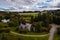 Arktikum park in Rovaniemi seen from the air on a sunny day, Finland