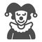 Arlequin, Clown in a hat solid icon, theater concept, harlequin costume vector sign on white background, glyph style