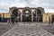 Arles, Provence, France, Facade and entrance of the railway station with a triple arched construction